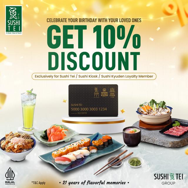 Get 10% Birthday Discount - Sushi Tei